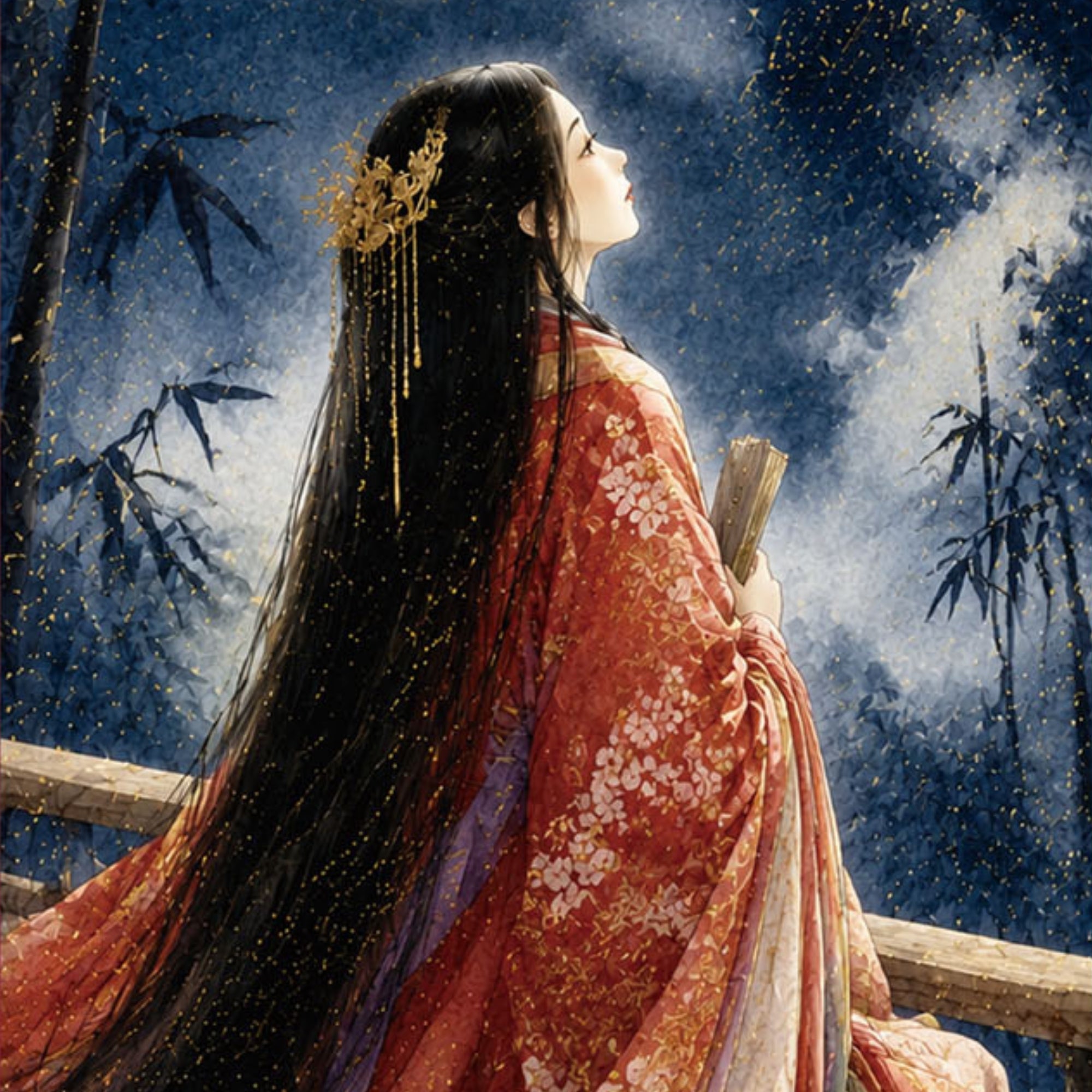 Japanese Princess Kaguya Kakemono Wall Scroll – Moon Princess Art