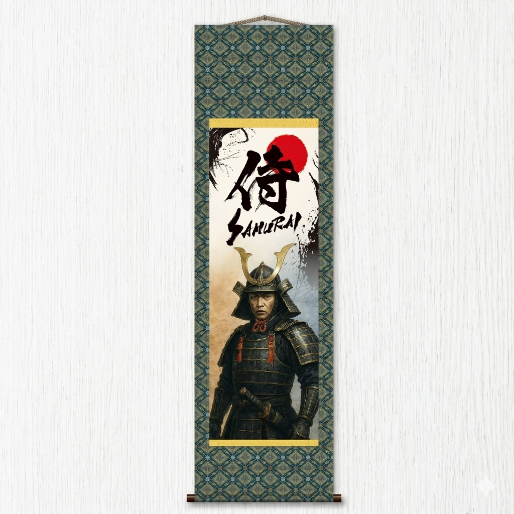 Kakemono mural de samouraï japonais – Samouraï debout en armure
